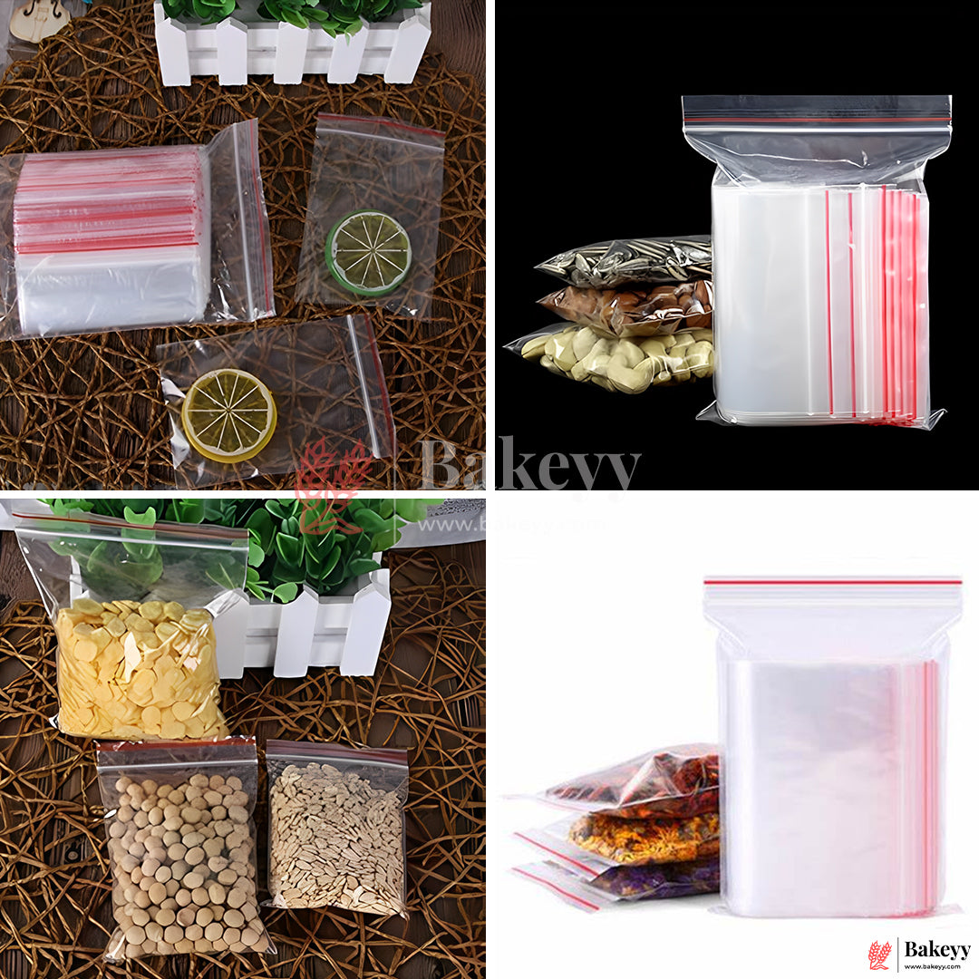 6X8inch Heavy-Duty Zip Lock Bags – Transparent Resealable Pouches for Food, Storage & Packaging | Multipurpose Zip Lock Plastic Bags | Pack Of 100