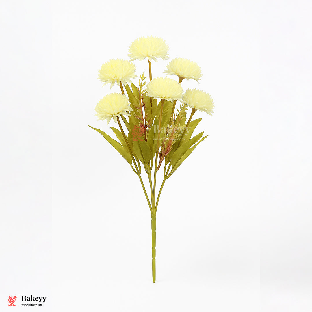 Artificial Chrysanthemum Flower Bunch – 37cm | Yellow | Decorative Stick for Home & Events | Pack Of 1