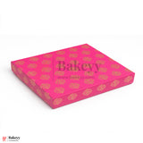 One Kg Sweet Box | 10.5x7.5x1.5 Inch |  Royal Pink & Gold Sweet Box with Golden Tray 1 Piece