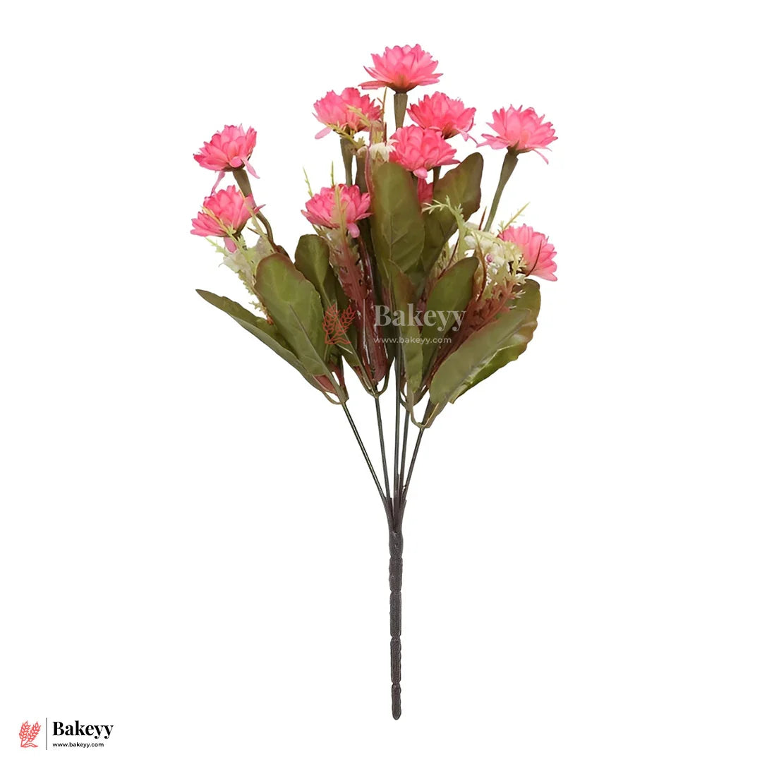Artificial Chrysanthemum Flower Bunch – 37cm | Coral Red | Decorative Stick for Home & Events | Pack Of 1