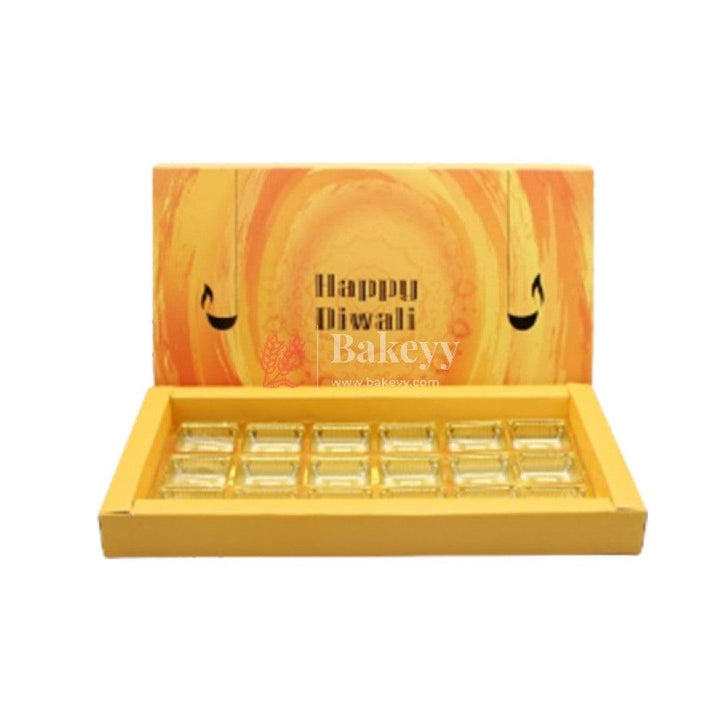Yellow Color Chocolate Box For 18 Cavity | Gift Box | Multipurpose Box | Diwali Special | Pack Of 10 - Bakeyy.com