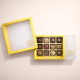 Yellow Sliding Chocolate Box with Gold Cavity | Premium Gift Box for Chocolates | Pack of 10