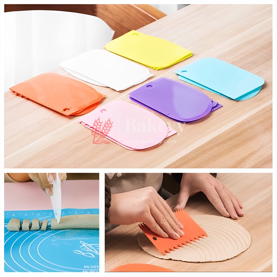 Versatile Plastic Dough Scrapers Set - 3 Pieces for Baking and Cooking