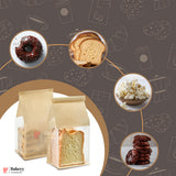 16x26x13cm Kraft Bread Bags with Transparent Window – Food-Grade & Stylish | Kraft Paper Pouches for Fresh Bakes | Baked Foods Packaging Storage | Pack Of 50