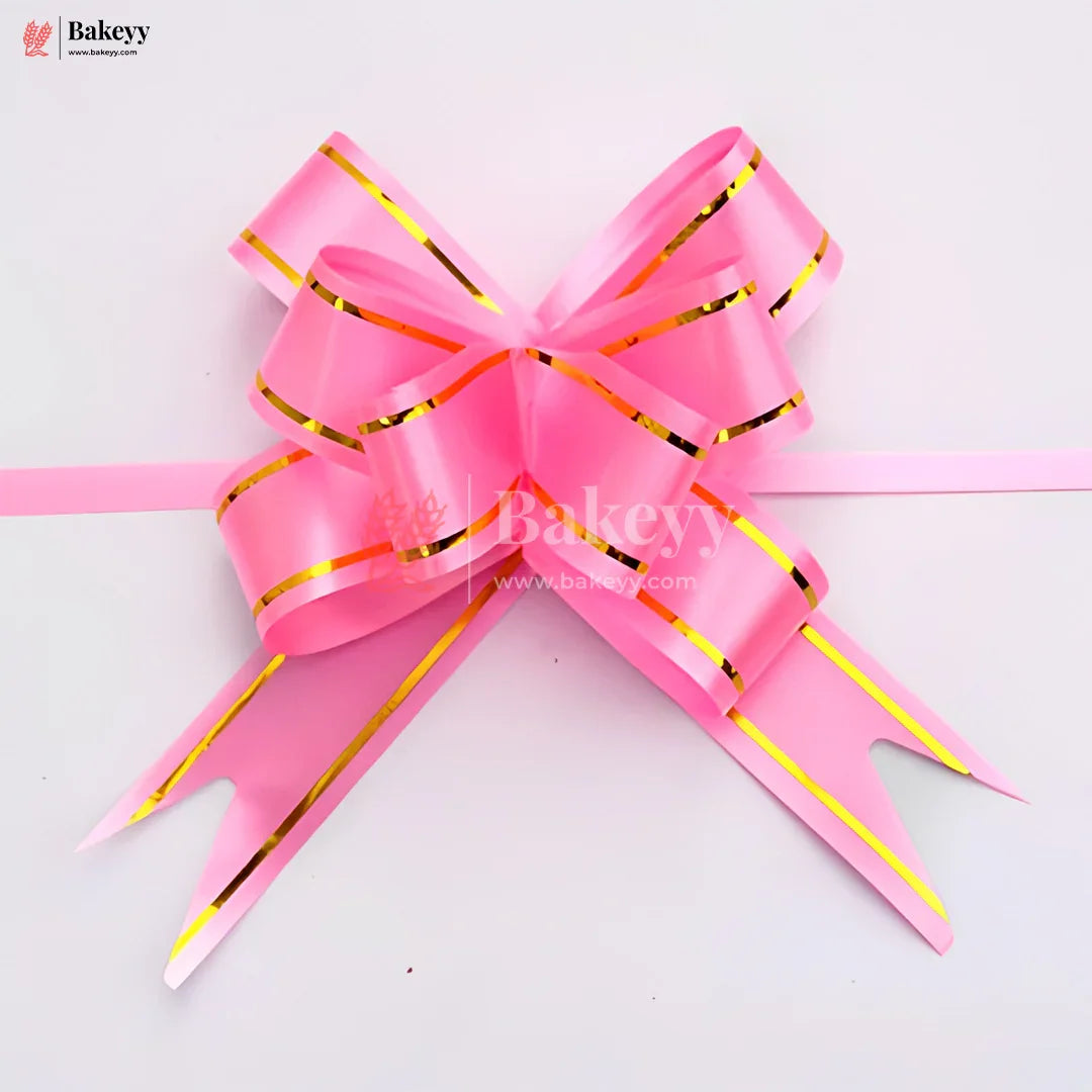 Premium Light Pink Pull Up Ribbon for Gift Wrapping – Glossy Finish with Golden Edge (Pack of 10) - Bakeyy.com - India - Premium Light Pink Pull Up Ribbon for Gift Wrapping – Glossy Finish with Golden Edge (Pack of 10) - 18.5cm