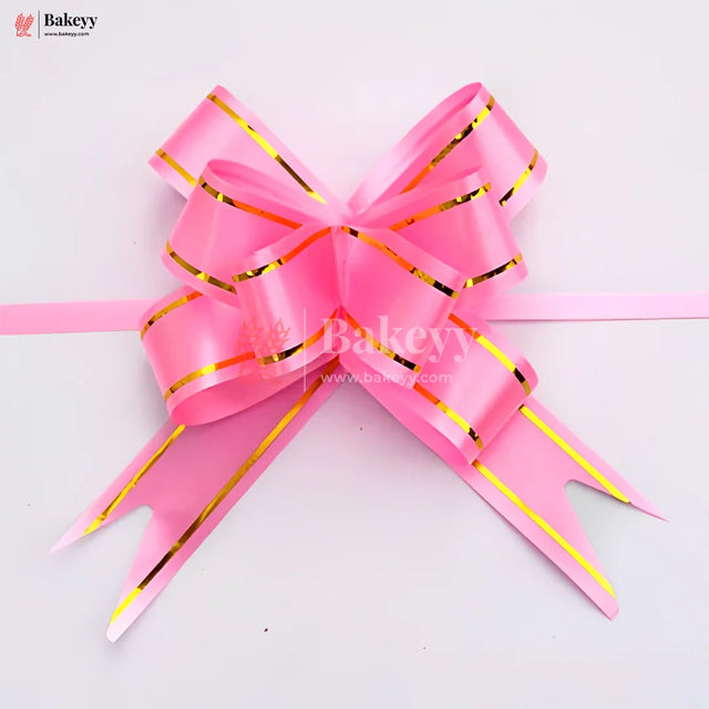 Premium Light Pink Pull Up Ribbon for Gift Wrapping – Glossy Finish with Golden Edge (Pack of 10) - Bakeyy.com - India - Premium Light Pink Pull Up Ribbon for Gift Wrapping – Glossy Finish with Golden Edge (Pack of 10) - 18.5cm
