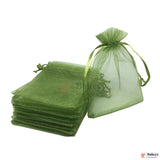 5x7 Inch Olive Green Organza Gift Pouch  Drawstring Bag | Pack Of 99