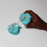 Small | Light Blue Heart Empty Decorative Tin Box | Gift Box | Chocolate Box | Sweet Box | Jewellery Box | Luxury Box | Pack of 12