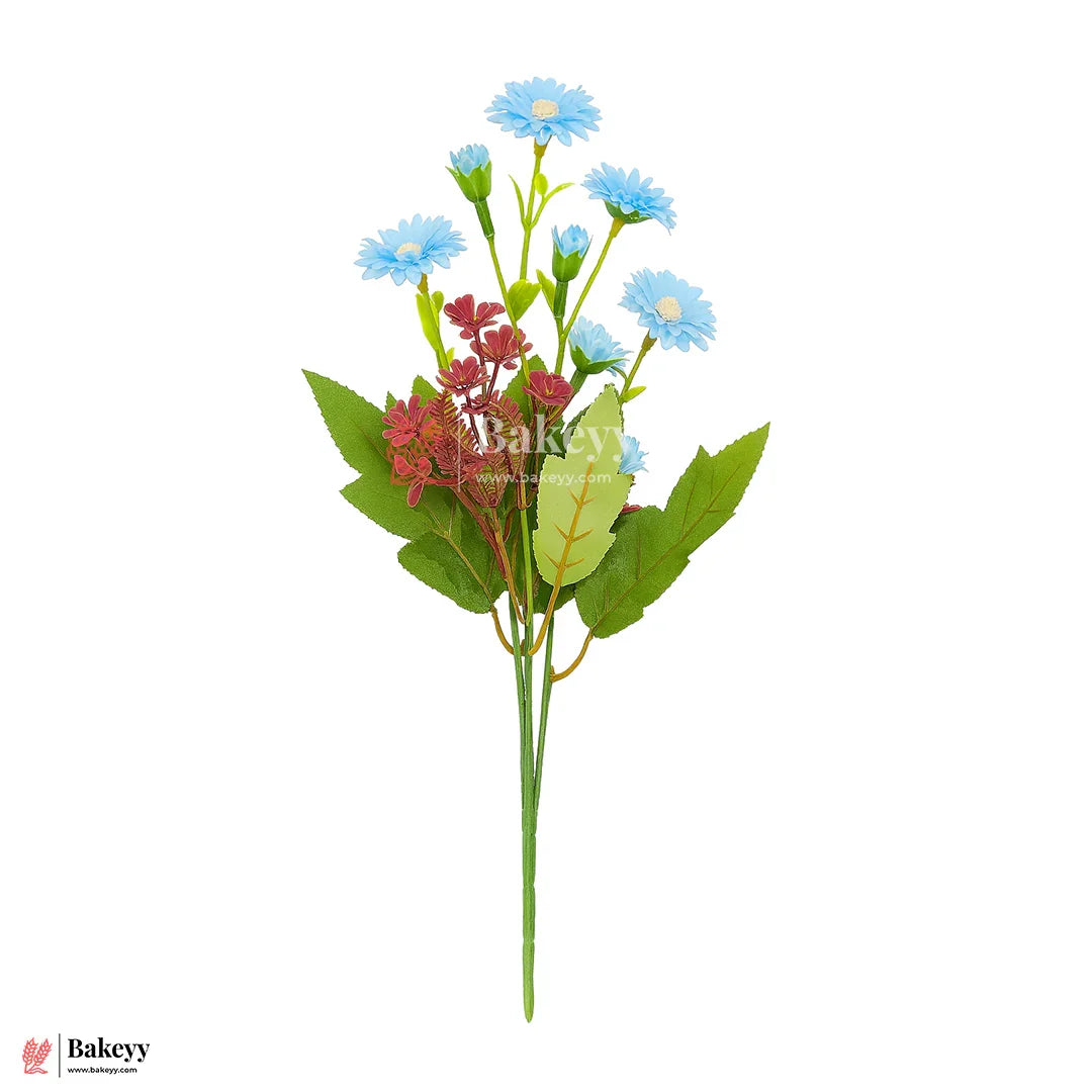 Artificial Daisies Flower Bunch – 35cm | Light Blue | Decorative Stick for Home & Events | Pack Of 1