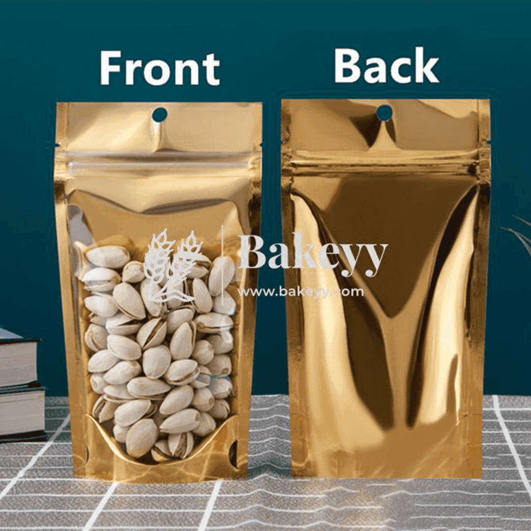 2 Kg | Zip Lock Pouch | Gold Pouch Without Window | 20x30 CM | Standing Pouch | 110 GSM - Bakeyy.com - India - 2 Kg | Zip Lock Pouch | Gold Pouch Without Window | 20x30 CM | Standing Pouch | 110 GSM - Pack Of 50 / 20x30 cm / 2 Kg