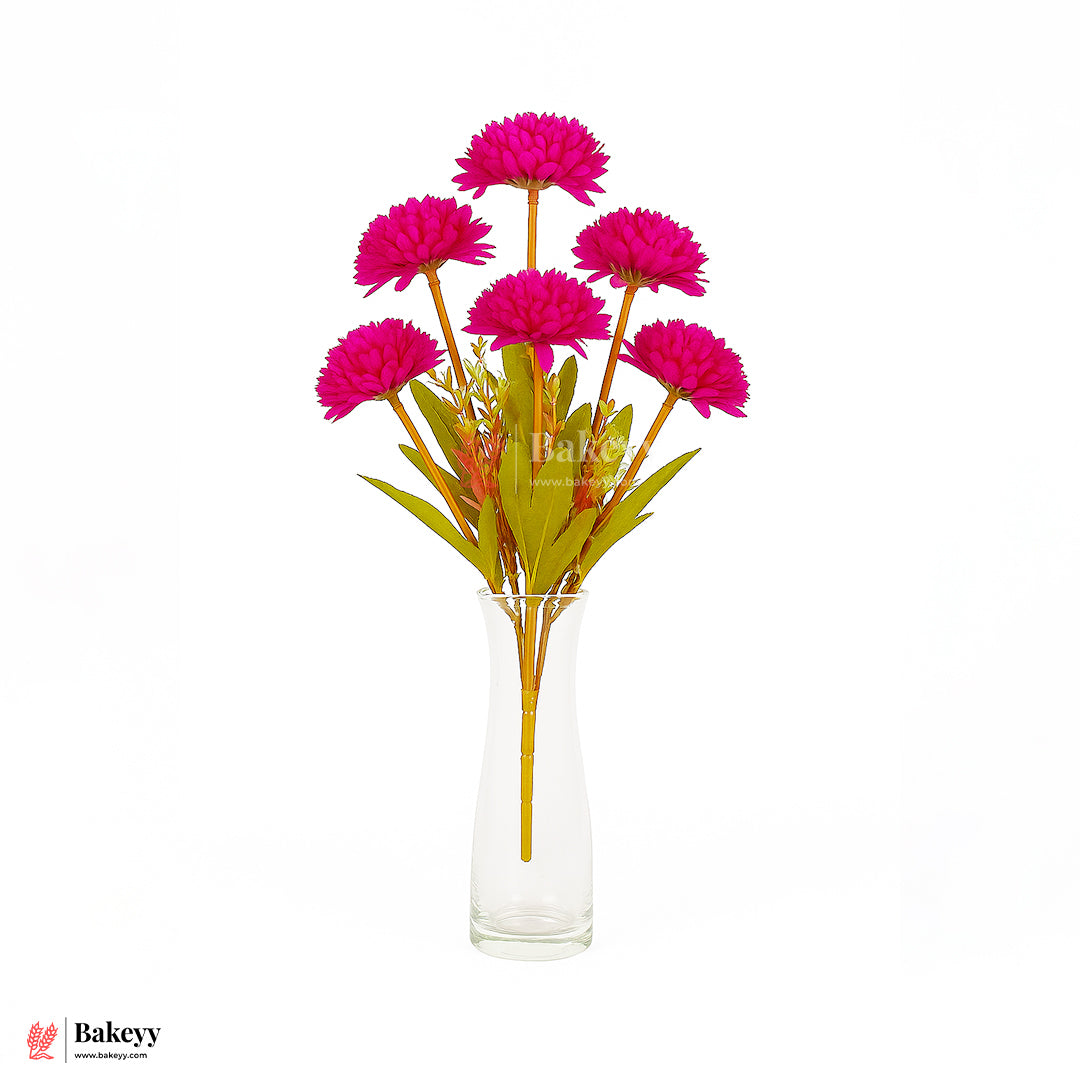 Artificial Chrysanthemum Flower Bunch – 37cm |Dark Pink | Decorative Stick for Home & Events | Pack Of 1
