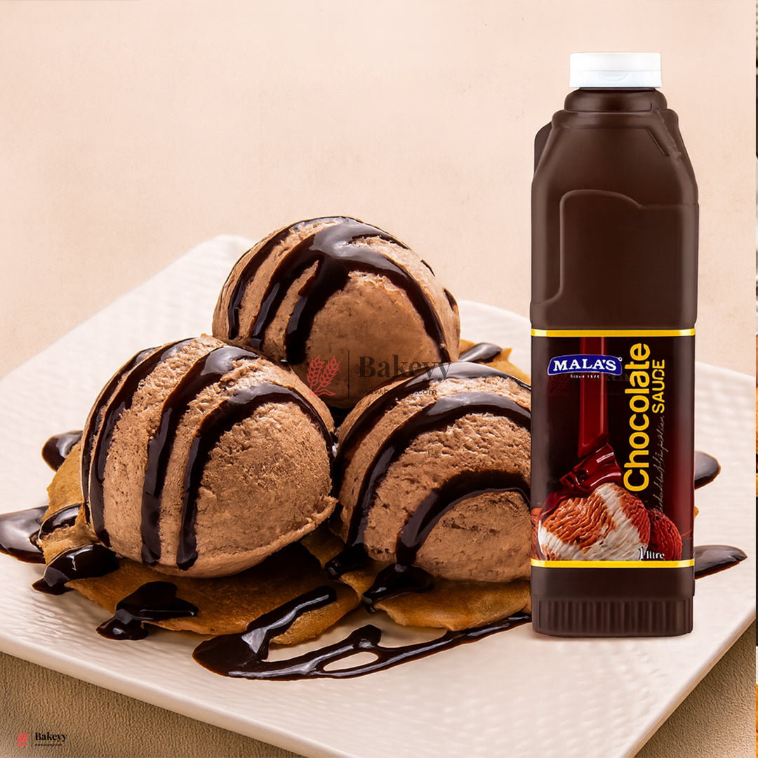 Mala’s Thick Chocolate Sauce – 1 Litre Bottle for Desserts, Ice Creams & Beverages