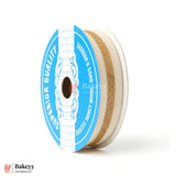 1.5cm Elastic White Net Ribbon with Gold Glitter Center | 9 Mtrs | Stretchable Decorative Craft Ribbon Roll for Gift Wrapping, Bouquets