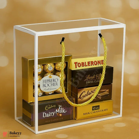 Transparent PVC Hamper Box with Rope Handle – 25x25x10cm Pack Of 10 - Bakeyy.com - India - Transparent PVC Hamper Box with Rope Handle – 25x25x10cm Pack Of 10 - Default Title