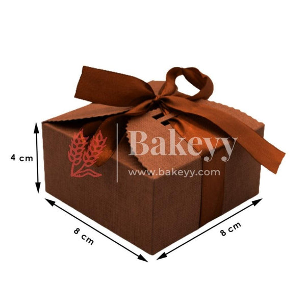 Coffee Brown Gift Box for Presents, 10 Pack Small Empty Kraft Gift Boxes with Ribbon For Packaging Candy, Cookie, Chocolate | Pack of 10 - Bakeyy.com
