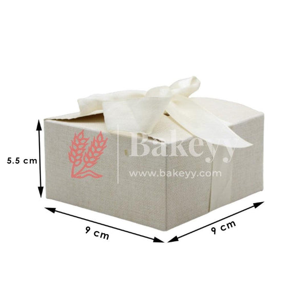 Cream White Colour Gift Box for Presents, 10 Pack Empty Kraft Gift Boxes with Ribbon For Packaging Candy, Cookie, Chocolate | Pack of 10 - Bakeyy.com