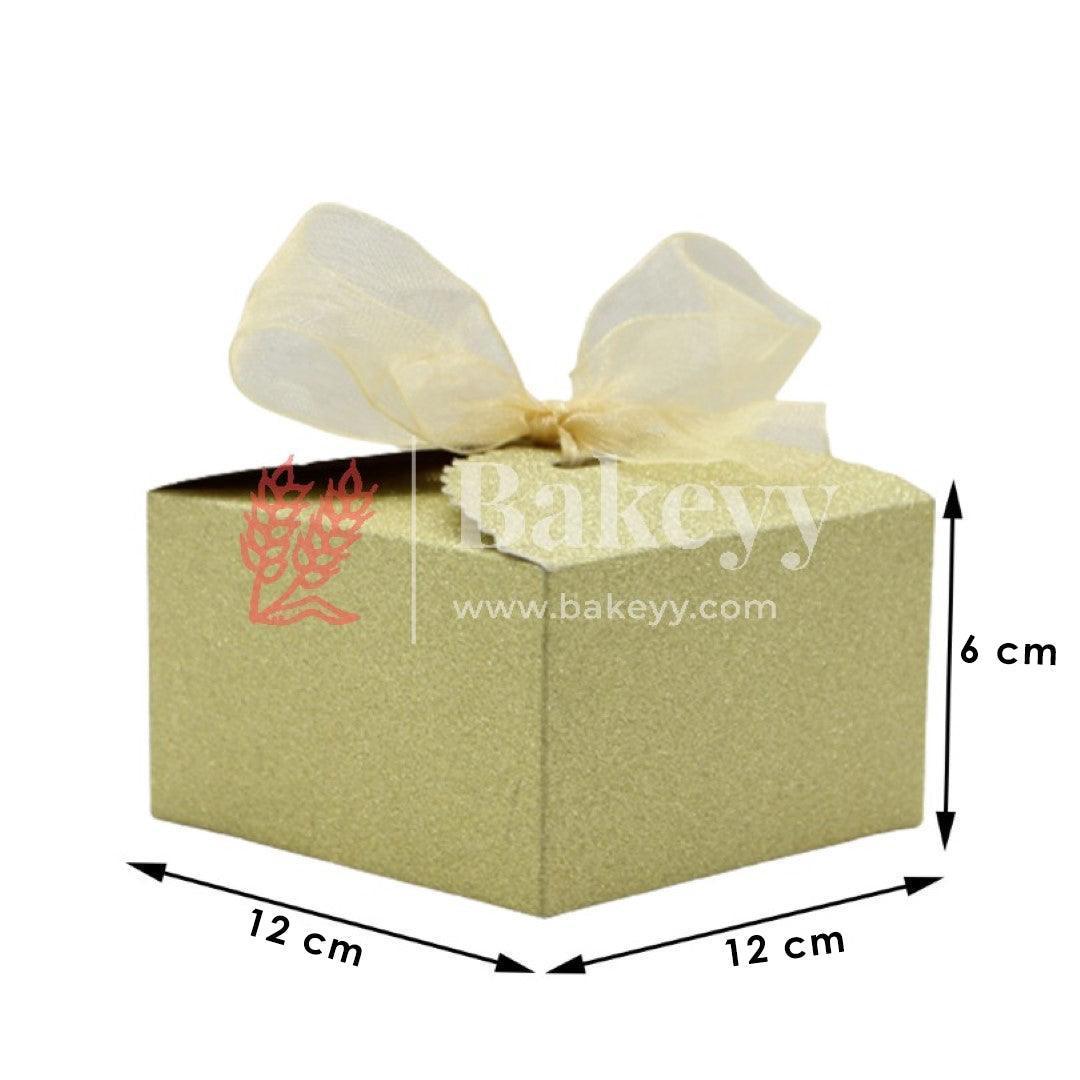 Gold Gift Box for Presents, 10 Pack Empty Kraft Gift Boxes with Ribbon For Packaging Candy, Cookie, Chocolate | Pack of 10 - Bakeyy.com - India - Gold Gift Box for Presents, 10 Pack Empty Kraft Gift Boxes with Ribbon For Packaging Candy, Cookie, Chocolate | Pack of 10 - Large (12x12x6 cm)