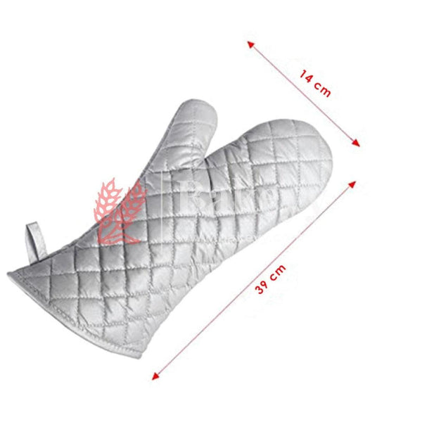 Silver Coated Cotton Fabric Heat Resistant Oven Gloves, Household Bakery Heat Resistant Microwave Oven Gloves - Bakeyy.com